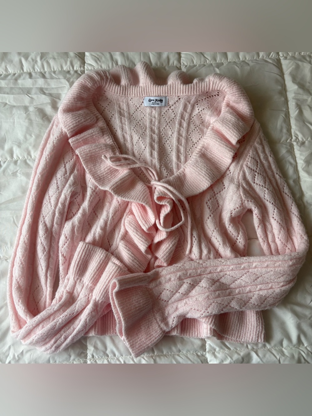 Pink Ruffled Knit Sweater